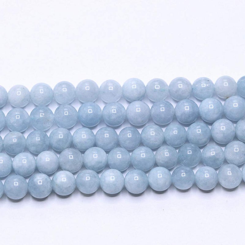 PLTbeads Natural Gemstone Loose Beads Smooth Round Approxi 15 inch DIY Bracelet Necklace for Jewelry Making (8mm, Light Blue Dyed Jade) - Image 3